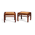 A pair of huanghuali stools, chandeng, late ming dynasty
