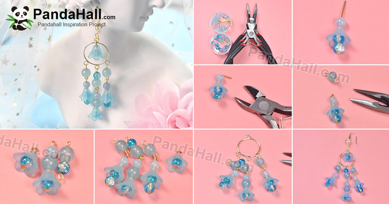 1200-PandaHall Idea on Acrylic Flower Beads Dangle Earrings