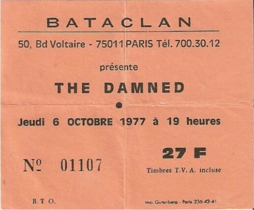 1977 10 The Damned Bataclan Billet