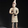 Pottery figure of a foreign groom with a pointed hat, China, Tang dynasty, 7th-8th century