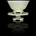 A rare pale green jade mughal-style bowl and stand, 18th century