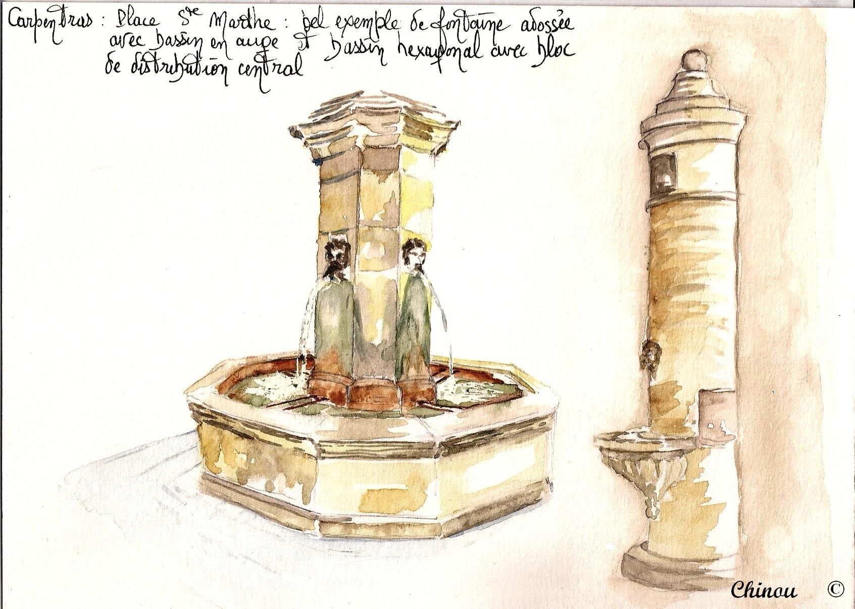 Carpentras : Place Sainte Marthe et ses fontaines