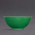 An extremely rare large apple-green glazed bowl, seal mark and period of qianlong (1736-1795)