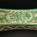 A Large Sancai-decorated Cizhou Pillow Jin dynasty Late 12th-13th century