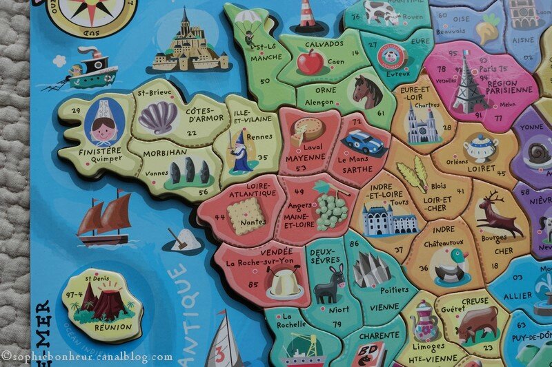 Puzzle carte de France - Puzzle régions de France magnétique - Janod