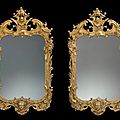 A pair of george ii giltwood mirrors. attributed to matthias lock, circa 1750