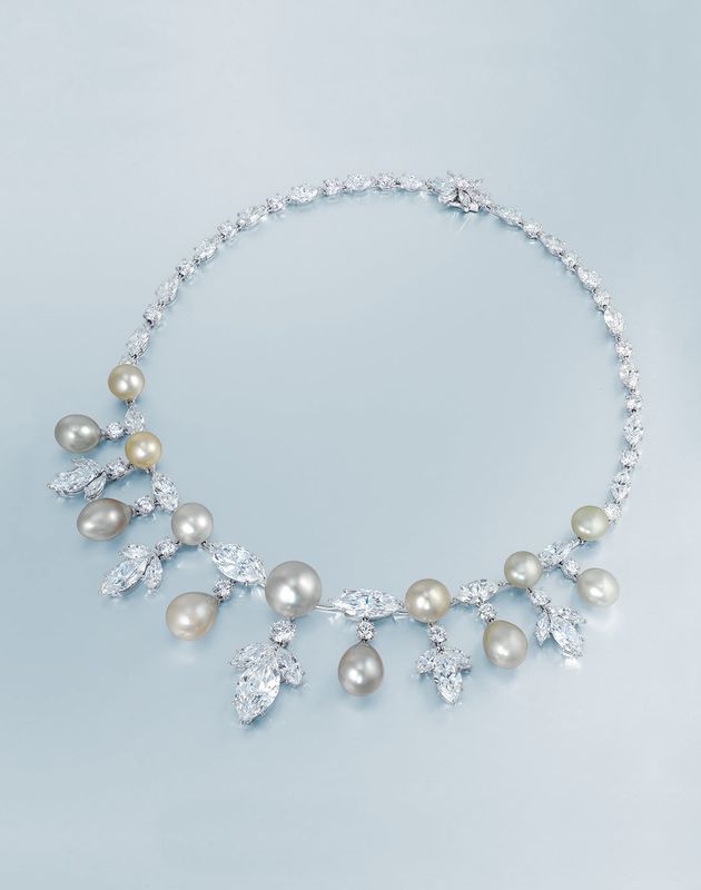 An elegant natural pearl and diamond necklace, by Moussaieff