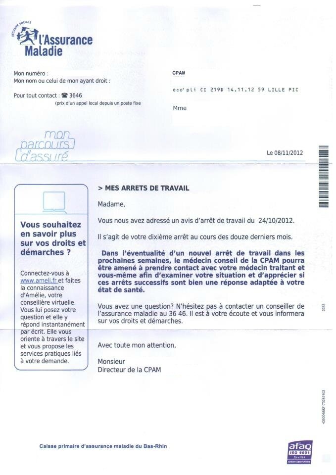 envoyer une lettre à la cpam