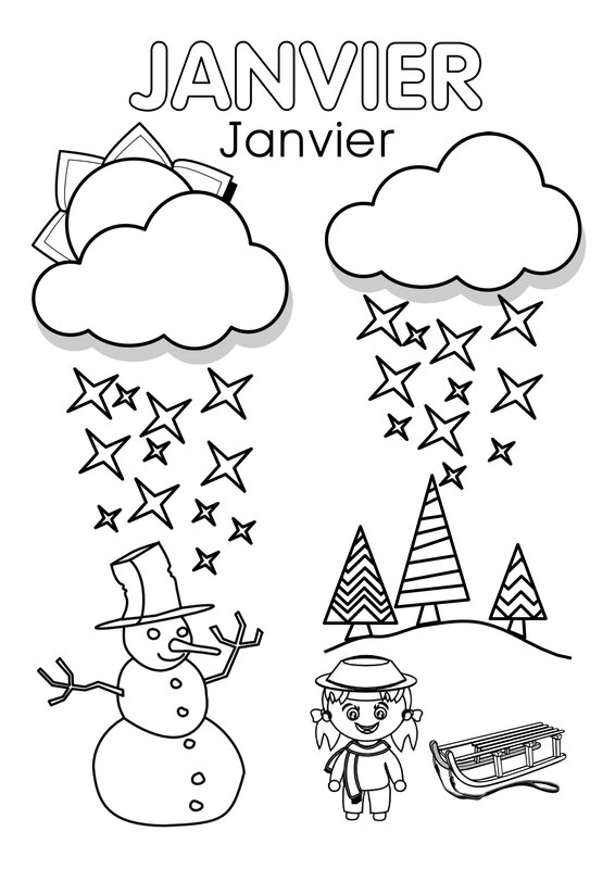 Coloriages janvier  Assistante Maternelle Argenteuil  Orgemont