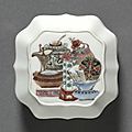 Square covered box with hundred antiquities, china, jiangxi province, jingdezhen, qing dynasty, yongzheng period