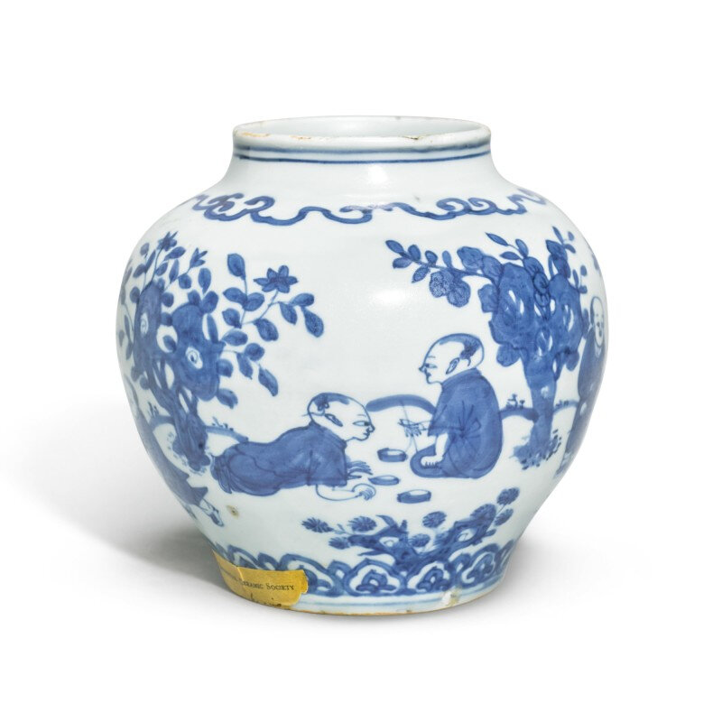 A small and rare blue and white 'boys' jar, Jiajing mark and period (1522-1566)