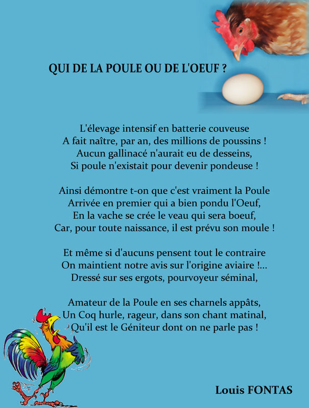 Qui De La Poule Ou De L Oeuf Cercle Poetique Sainte Victoire