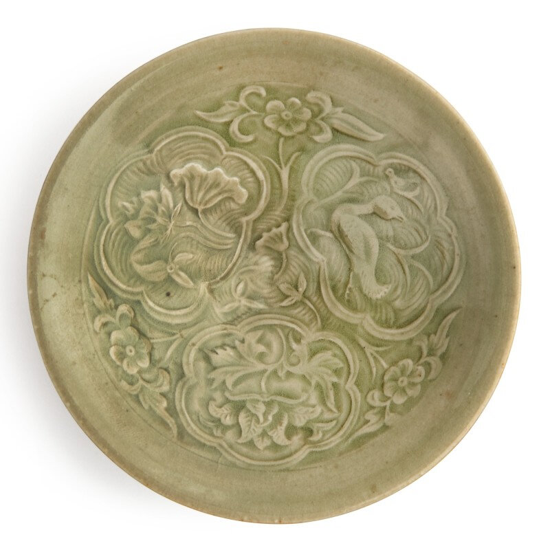 A rare small molded 'Yaozhou' celadon-glazed bowl, Northern Song- Jin dynasty