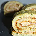 Roulé de courgettes , pesto rosso et chèvre