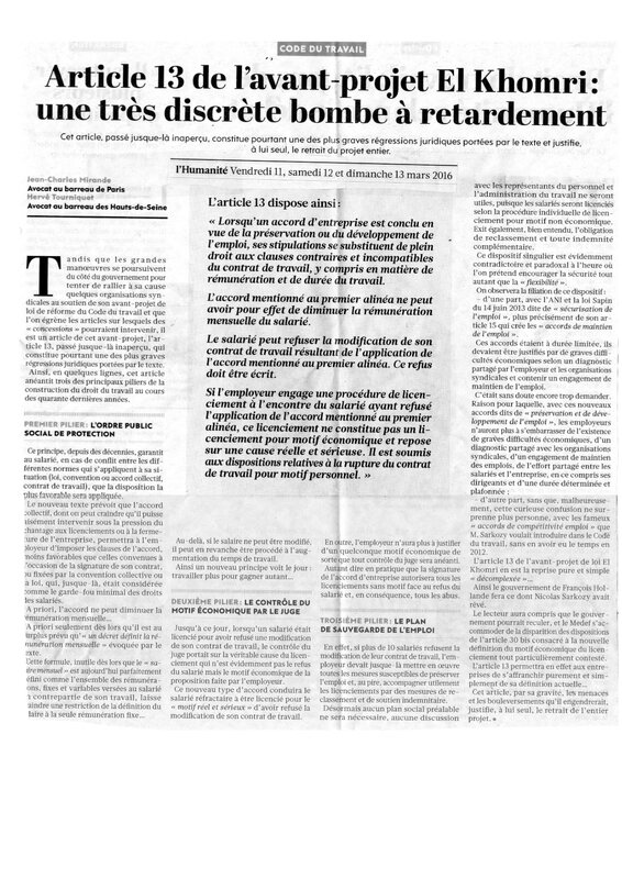 loi travail article 13 (3)